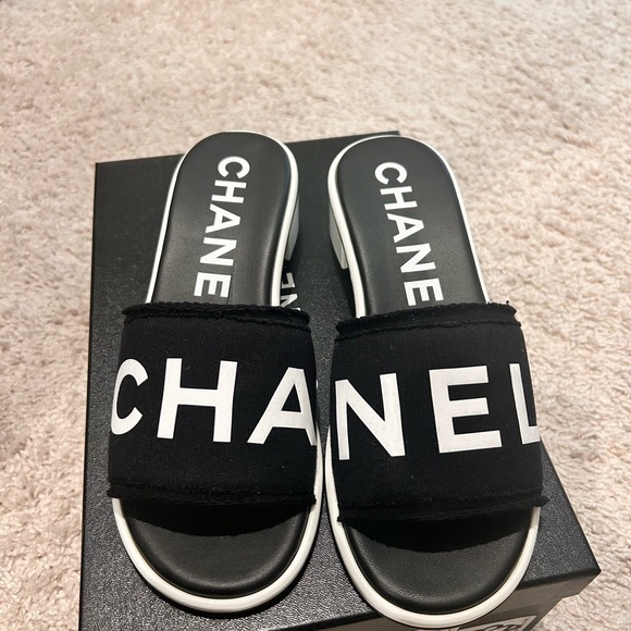 Chanel Black Slide Sandals